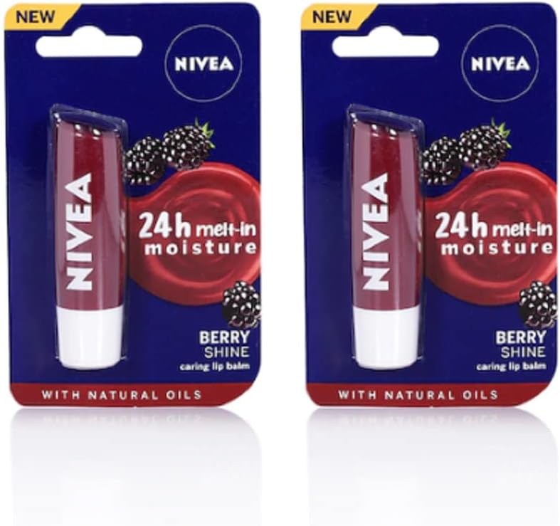 Nivea SET OF 2 BERRY SHINE 24H MELT-IN MOISTURE LIP BALMS,2 COUNT (PACK OF 1) - Image 2